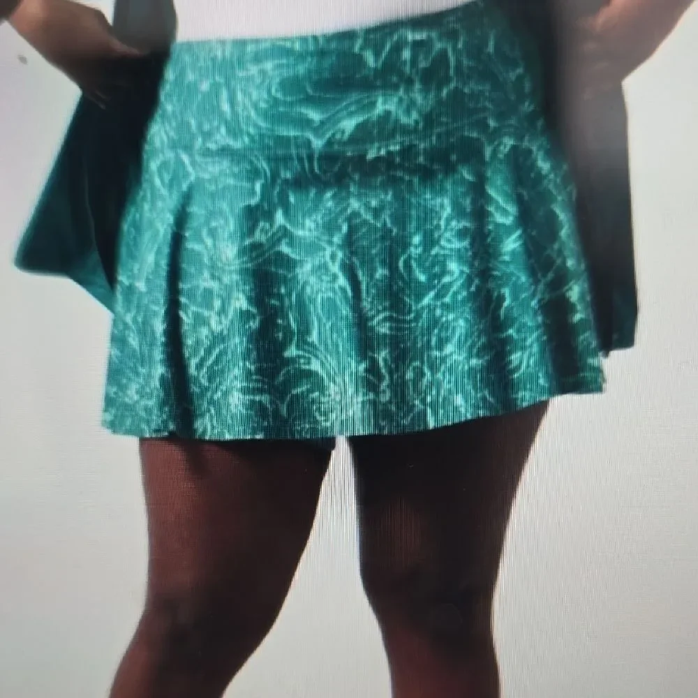 Athleta skort Teal Marble-Patterned Pleated Skirt Xs